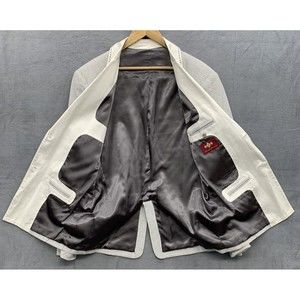 Russell Simmons Argyle Culture Sports Coat Blazer Mens Large Gray Striped Peak